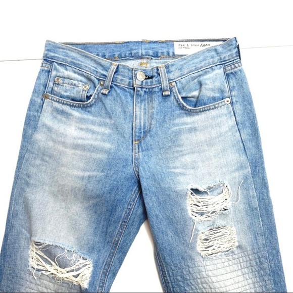 RAG & Bone Convoy Moto Ripped Distressed Skinny Jeans in light Washed - Picture 3 of 9